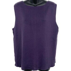 Coldwater Creek Women Plus 2X Purple Sleeveless Sweater Knit Silk Top Shirt New